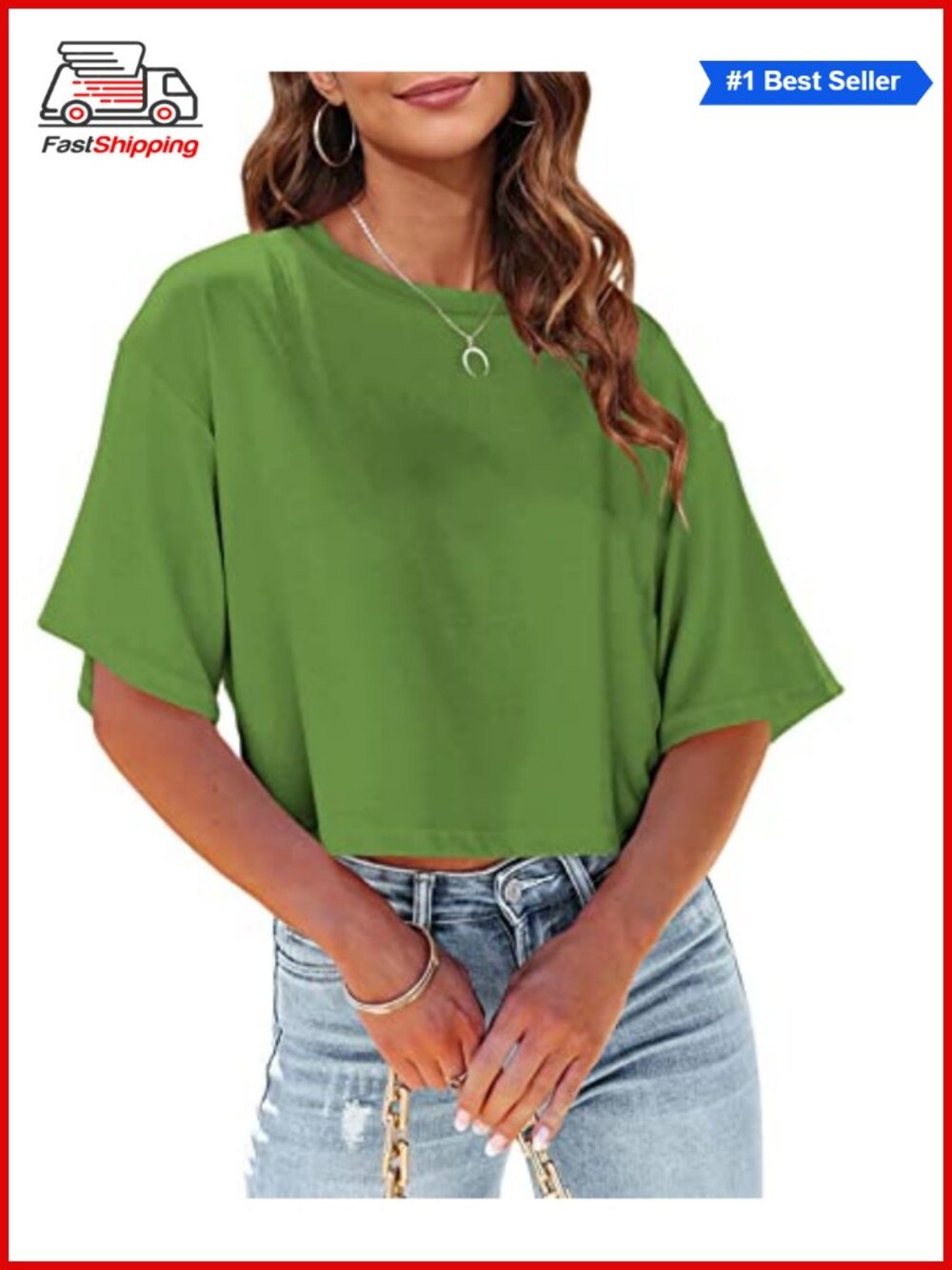 ✨Womens Summer Crop Top Half Sleeve Casual Cropped T-Shirt